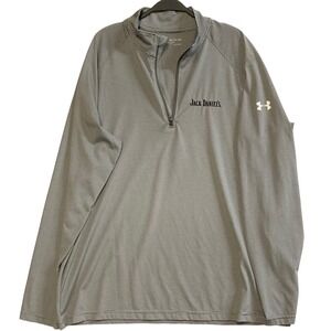 Under Armour Mens 2XL Gray Striped HeatGear 1/4 Zip Jack Daniels Pullover Shirt
